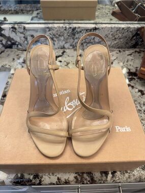 Christian Louboutin Beige Leather Slingback Heels